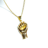 Gold Power Fist Necklace