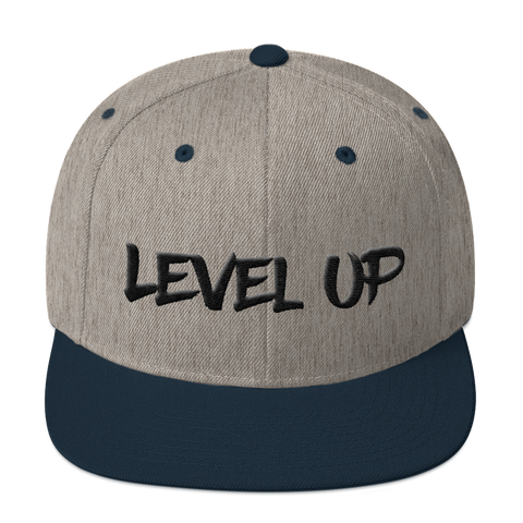 Level up Snapback Hat (blue and grey)